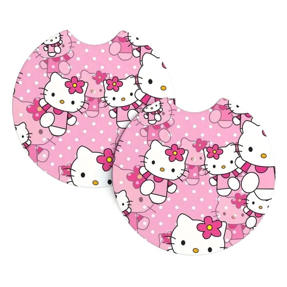 Car Drink Coasters Hello Kitty Sanrio Car 2 Auto Vehicle Neoprene Emo Accessory